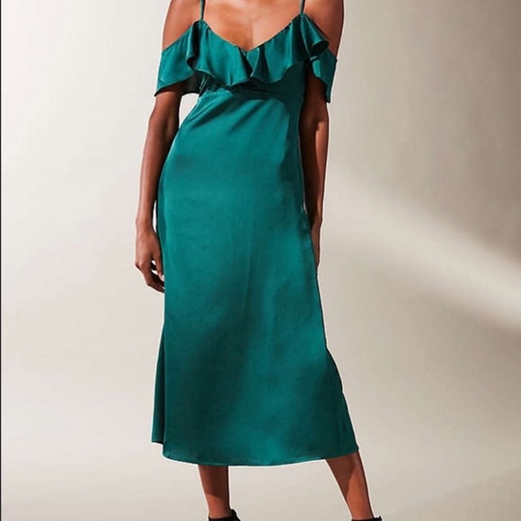 NWT Urban Outfitters Satin Ruffle Dress - Picture 4 of 5